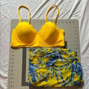 Yellow Bikini Top and Tropical Top Set